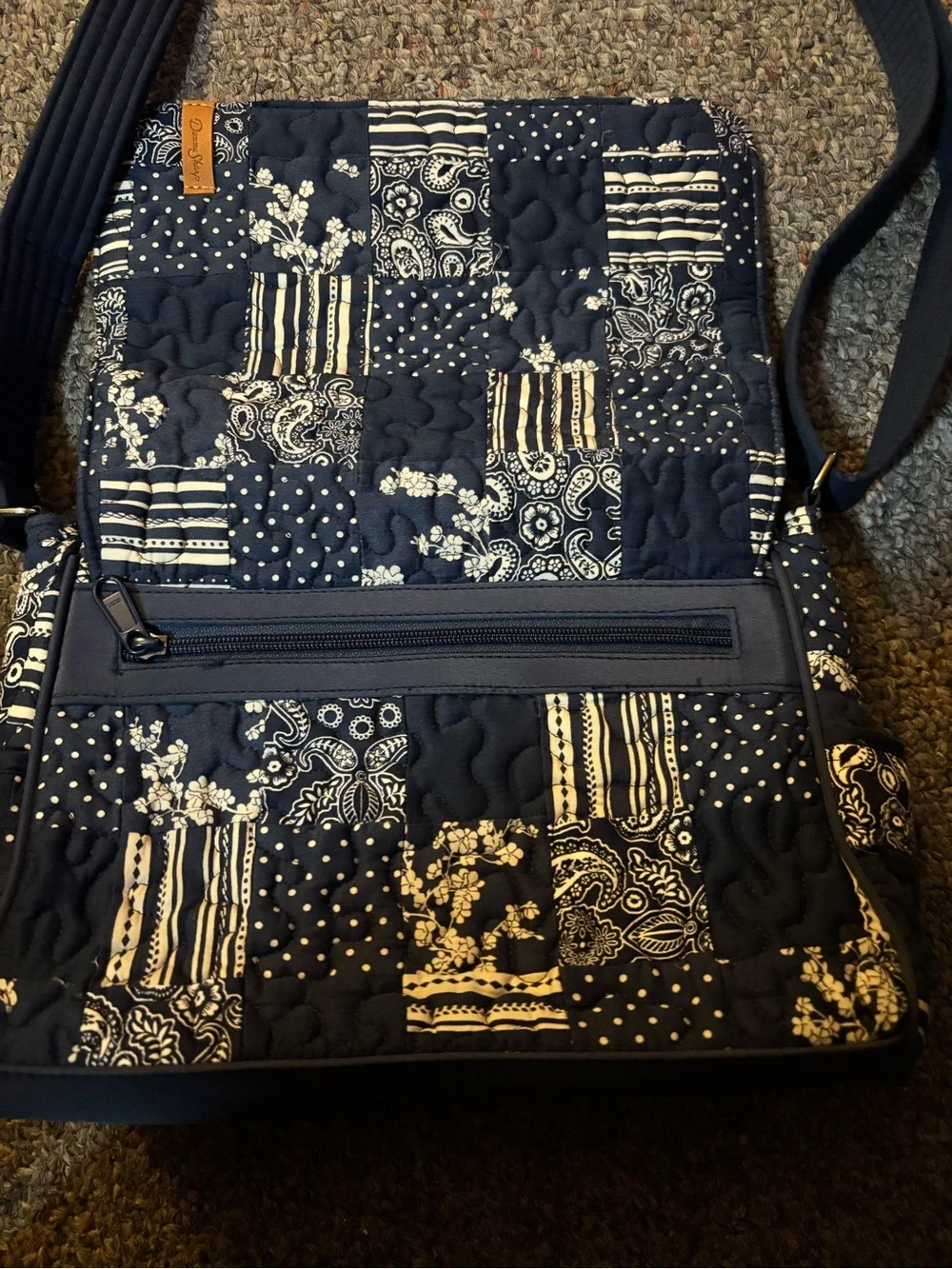 Donna Sharp Quilted Navy Patchwork Crossbody Bag